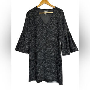 H&M Black Polka Dot Bell Sleeve Mini Dress | Size 4